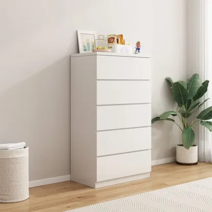 Minimalist Geometric White Manufactured Wood Bedroom Chest Image - 5