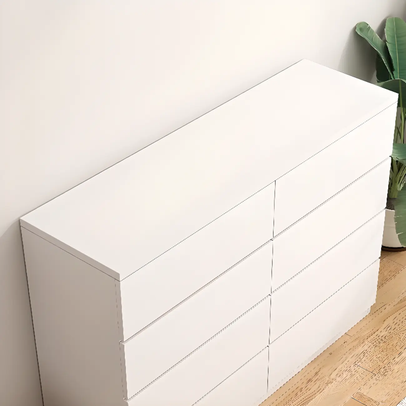 Minimalist Geometric White Manufactured Wood Bedroom Chest Image - 6 | homeyfad