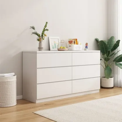 Minimalist Geometric White Manufactured Wood Bedroom Chest Image - 7
