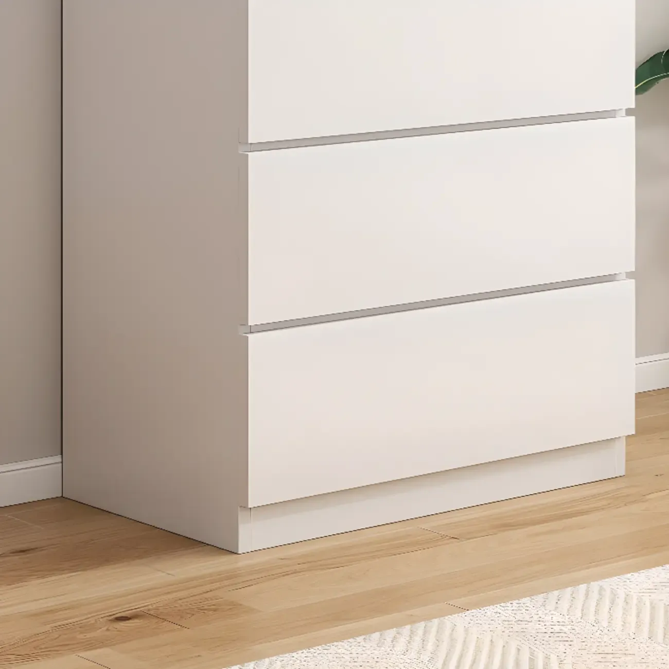 Minimalist Geometric White Manufactured Wood Bedroom Chest Image - 8