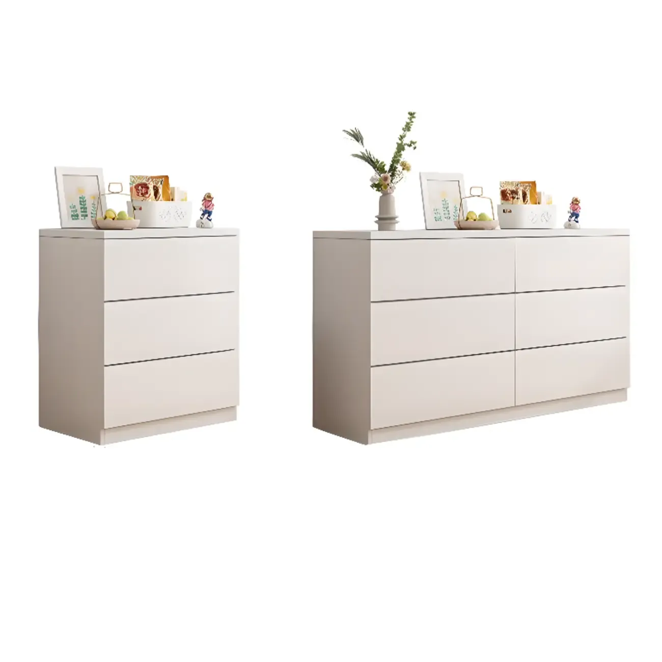 Minimalist Geometric White Manufactured Wood Bedroom Chest Image - 12