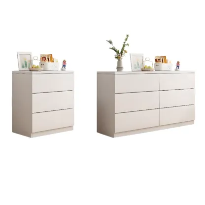 Minimalist Geometric White Manufactured Wood Bedroom Chest Image - 12