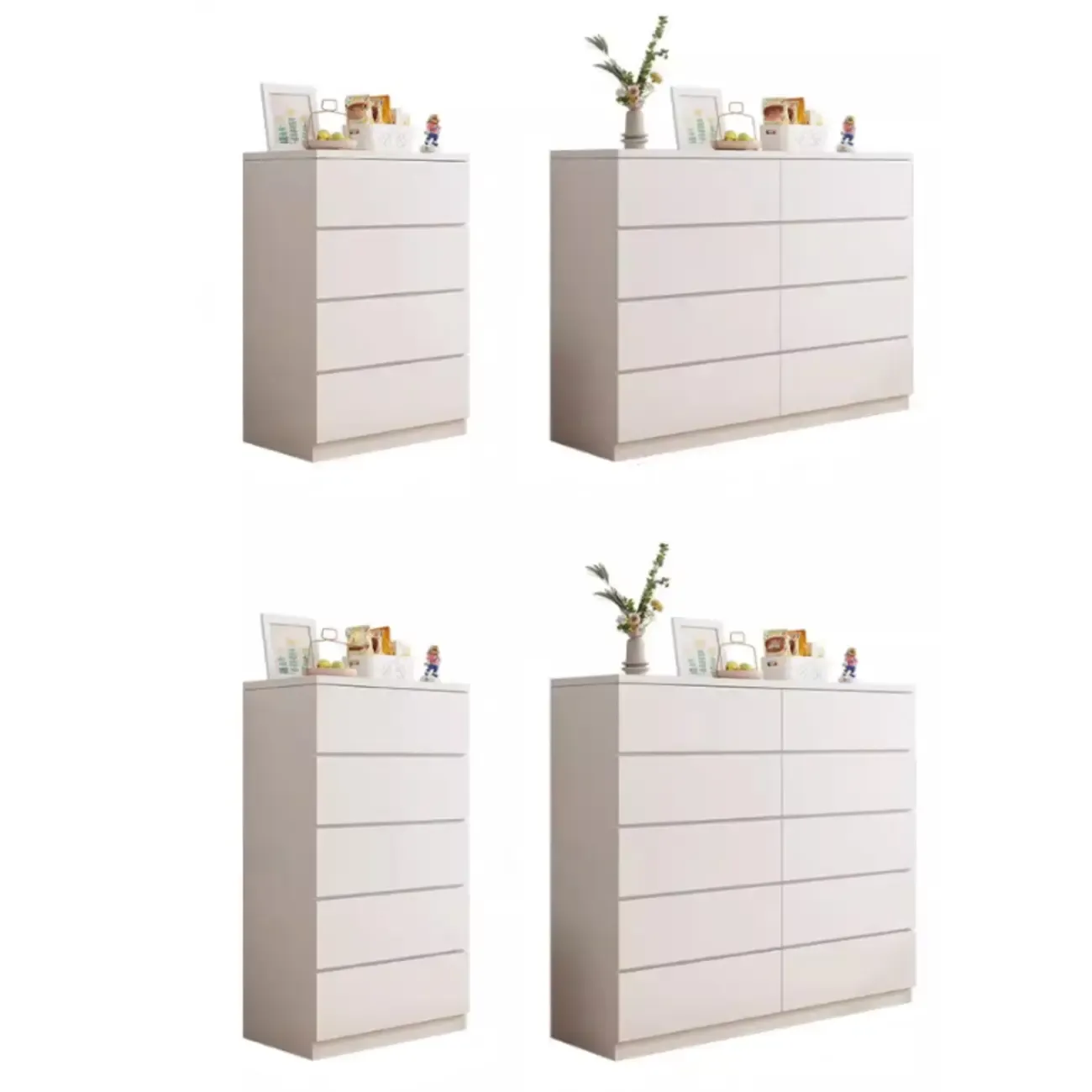 Minimalist Geometric White Manufactured Wood Bedroom Chest Image - 13