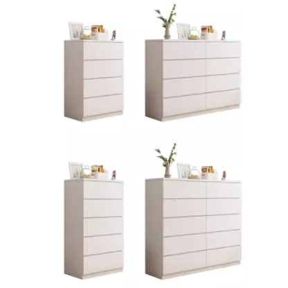 Minimalist Geometric White Manufactured Wood Bedroom Chest Image - 13