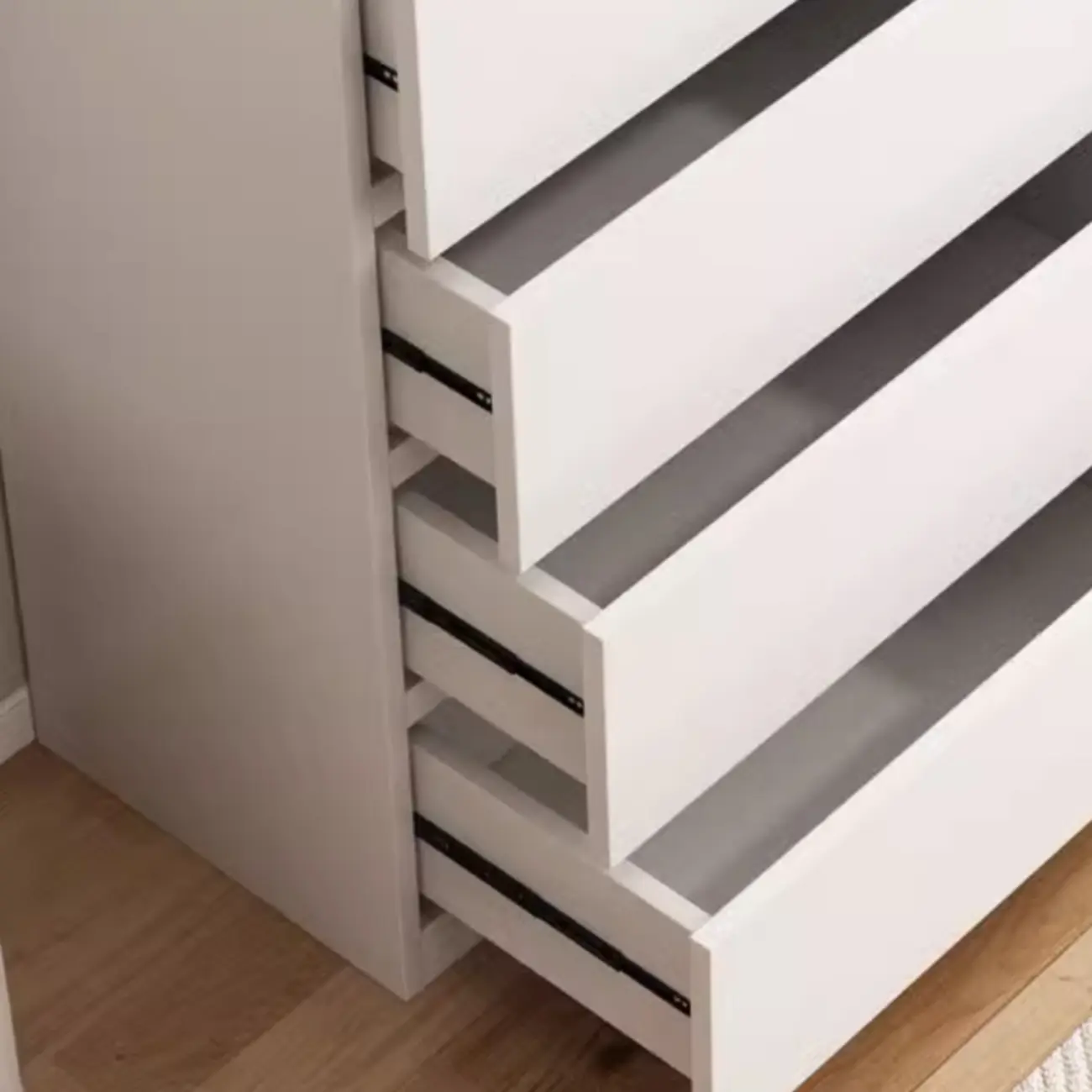 Minimalist Geometric White Manufactured Wood Bedroom Chest Image - 11 | homeyfad