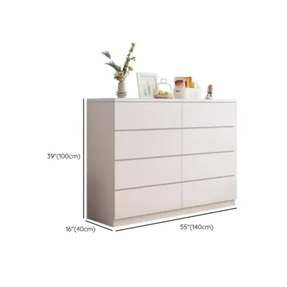 Minimalist Geometric White Manufactured Wood Bedroom Chest Image - 16