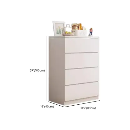 Minimalist Geometric White Manufactured Wood Bedroom Chest Image - 18