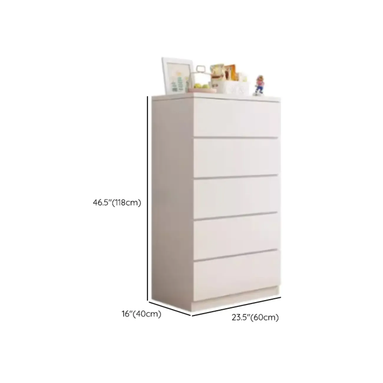 Minimalist Geometric White Manufactured Wood Bedroom Chest Image - 20