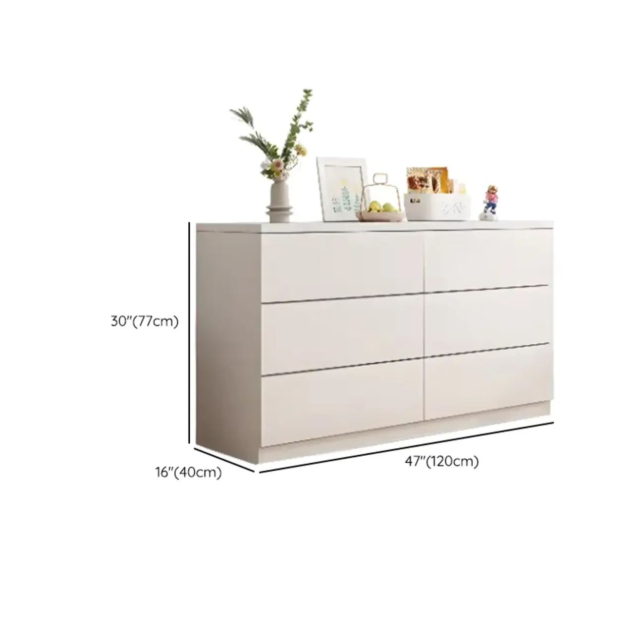 Minimalist Geometric White Manufactured Wood Bedroom Chest Image - 22