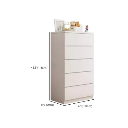 Minimalist Geometric White Manufactured Wood Bedroom Chest Image - 23