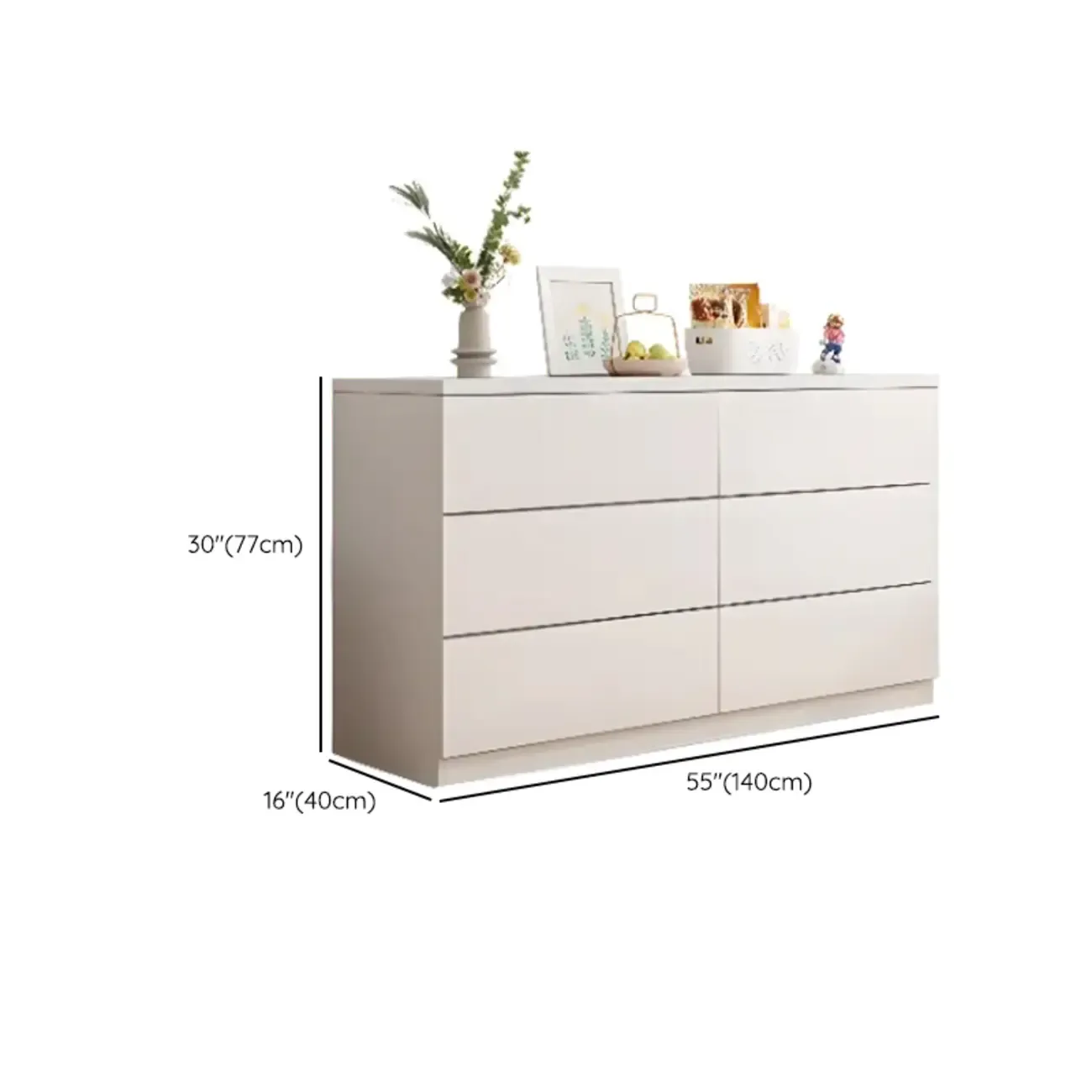 Minimalist Geometric White Manufactured Wood Bedroom Chest Image - 28