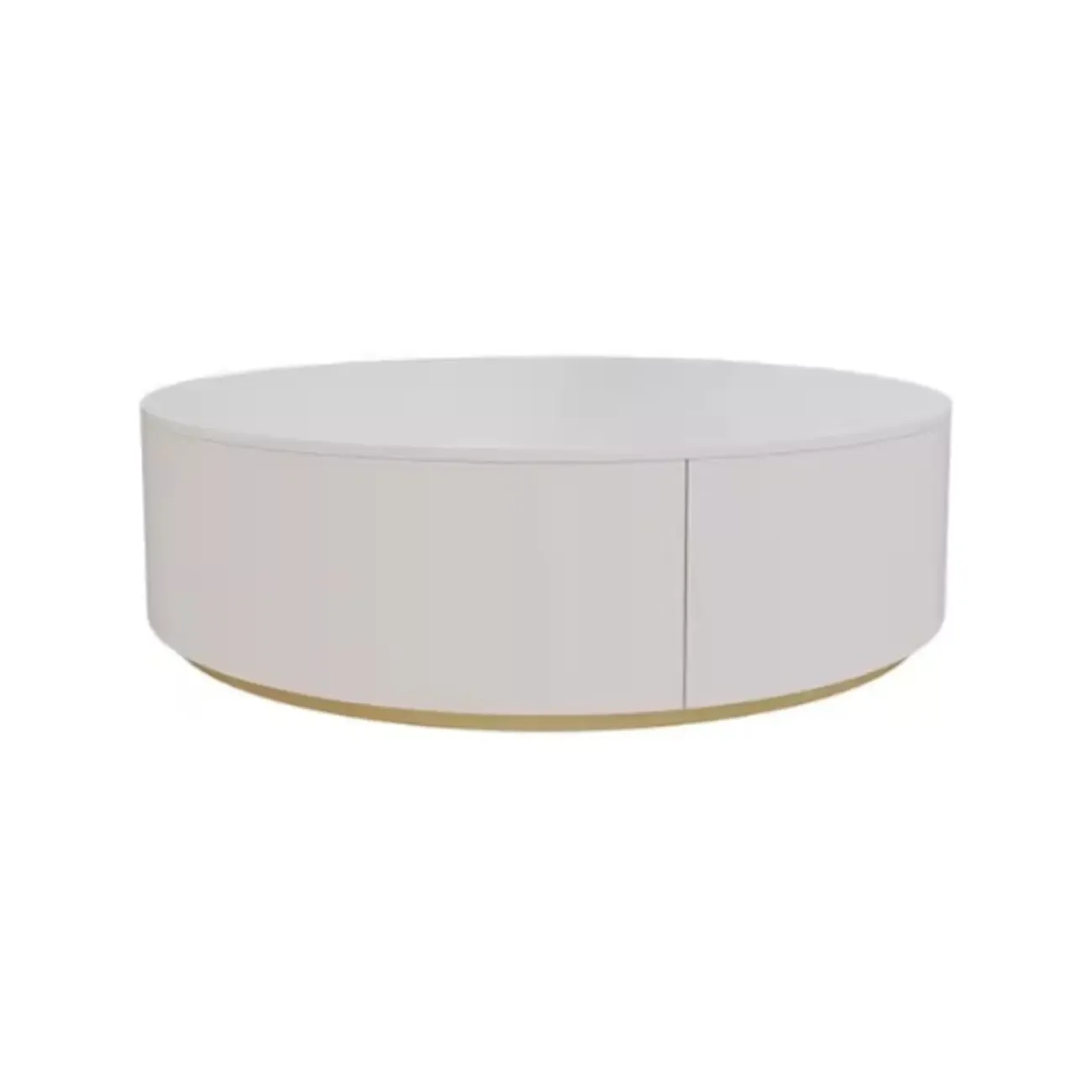 Black White Modern Stylish Round Wood Drawer Coffee Table Image - 8