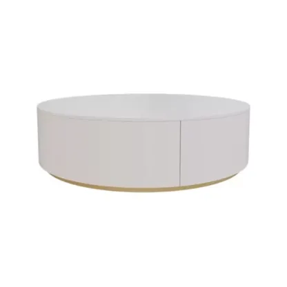 Black White Modern Stylish Round Wood Drawer Coffee Table Image - 8