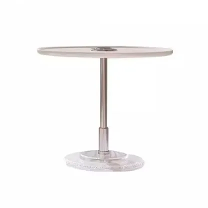 Brown Round Sleek Wooden Coffee Drawer Table Image - 10