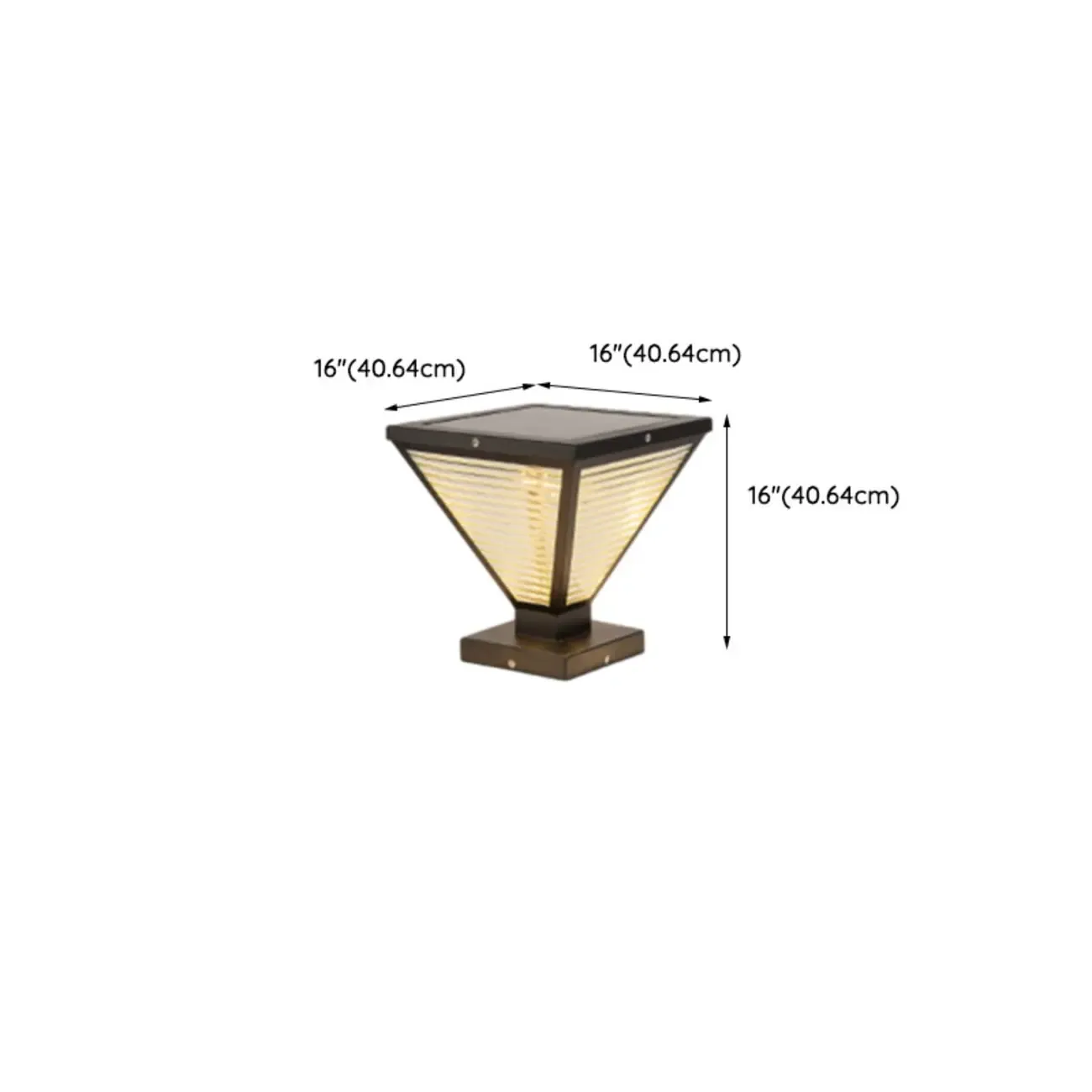 Ribbing Glass Black Pyramid Solar Post Cap Light Image - 14