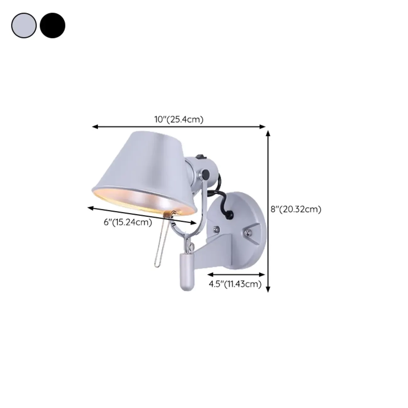 Plug-In Adjustable Swing Arm Wall Light for Interior Spaces #size