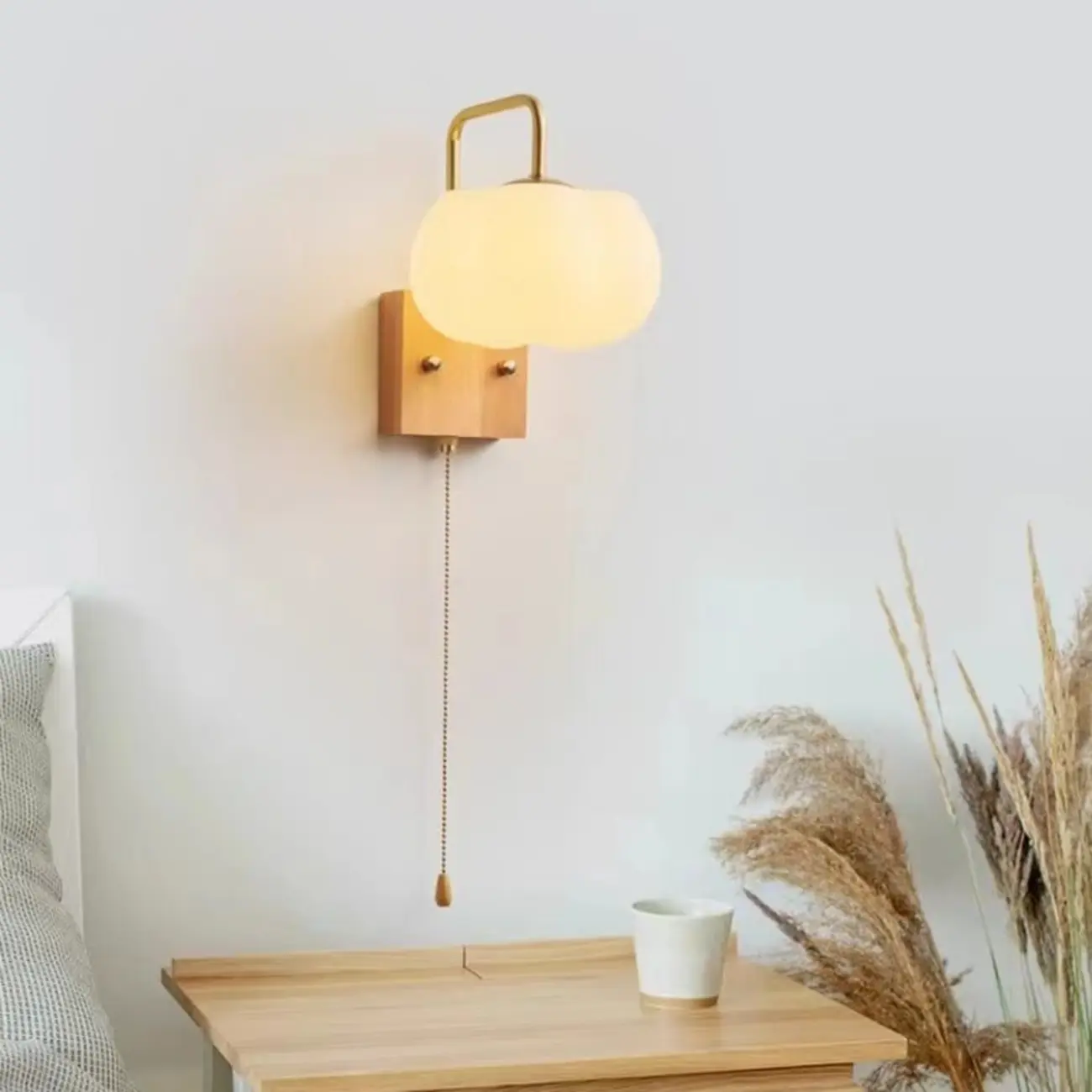 Pumpkin Acrylic Wall Sconce with Pull Switch for Bedroom | homeyfad