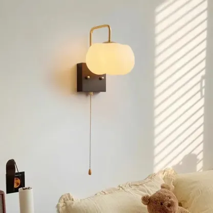 Pumpkin Acrylic Wall Sconce with Pull Switch for Bedroom