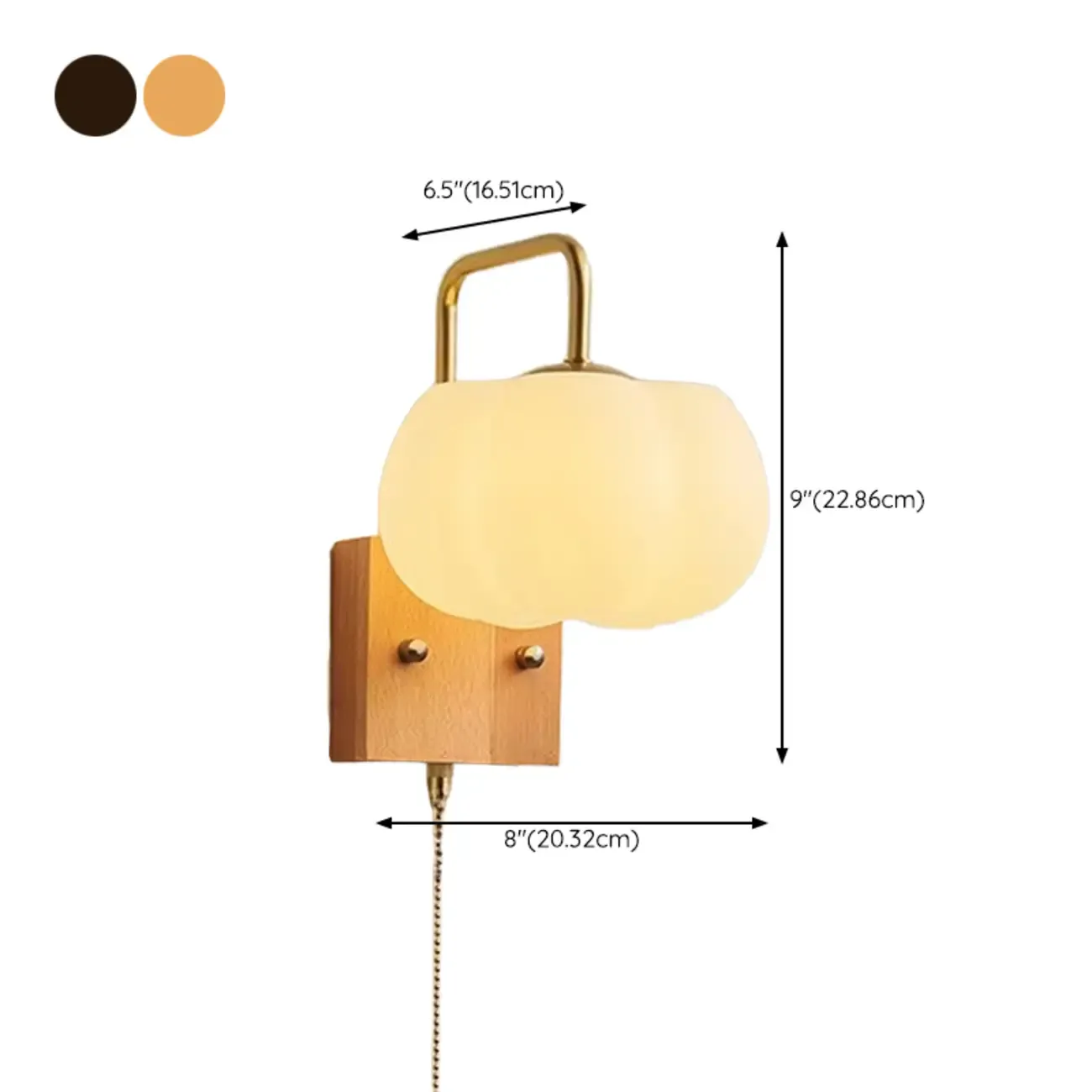 Pumpkin Acrylic Wall Sconce with Pull Switch for Bedroom
