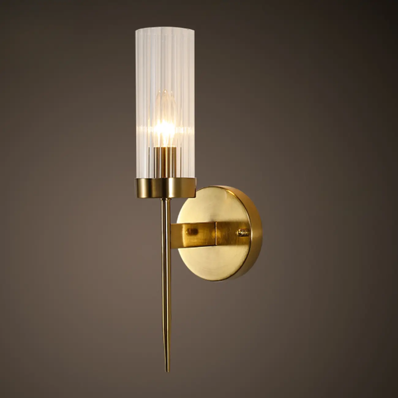 Cylinder Brass Wall Sconce with Glass Shade for Bedroom Decor | homeyfad