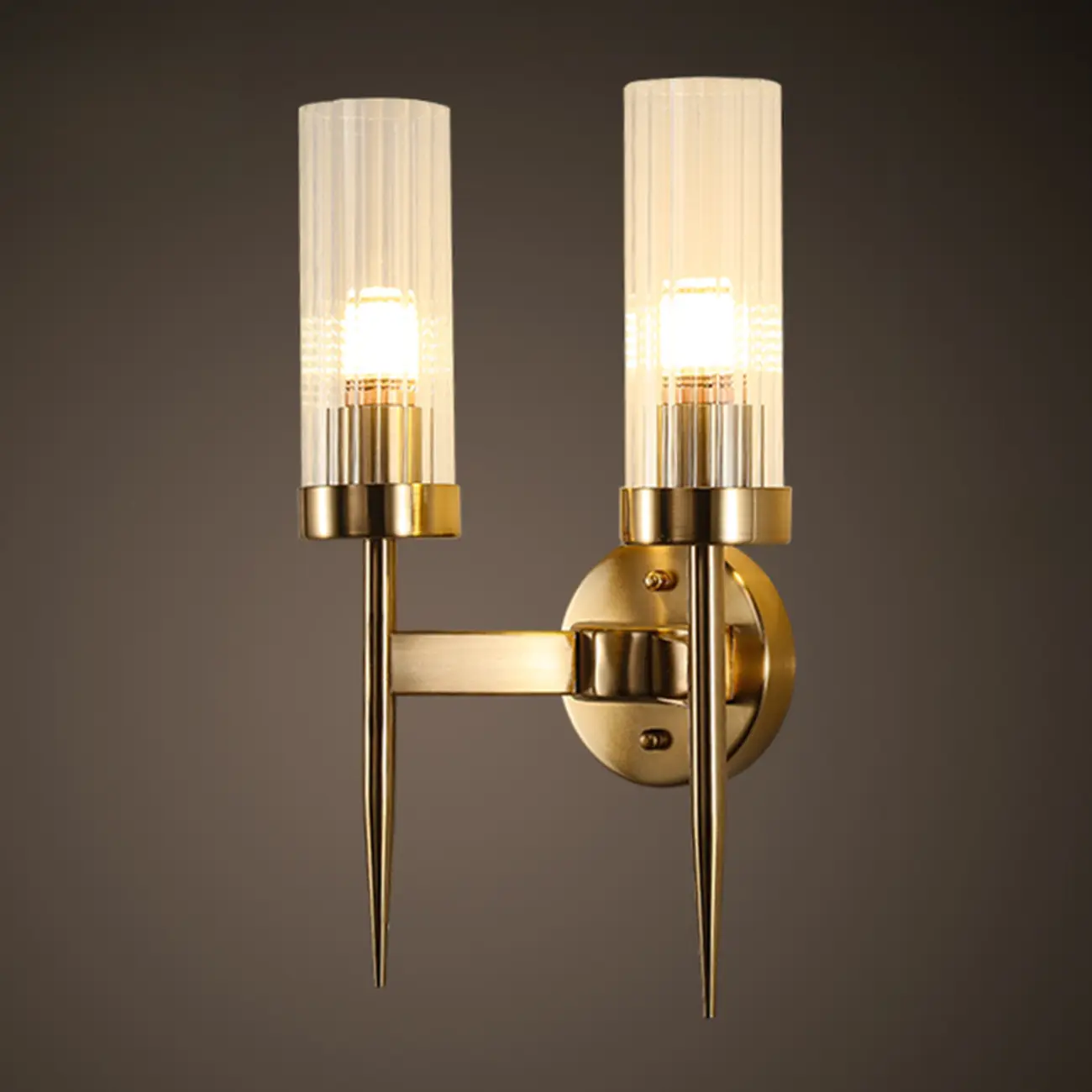 Cylinder Brass Wall Sconce with Glass Shade for Bedroom Decor | homeyfad