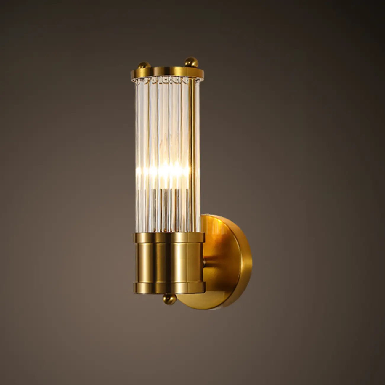 Cylinder Brass Wall Sconce with Glass Shade for Bedroom Decor | homeyfad