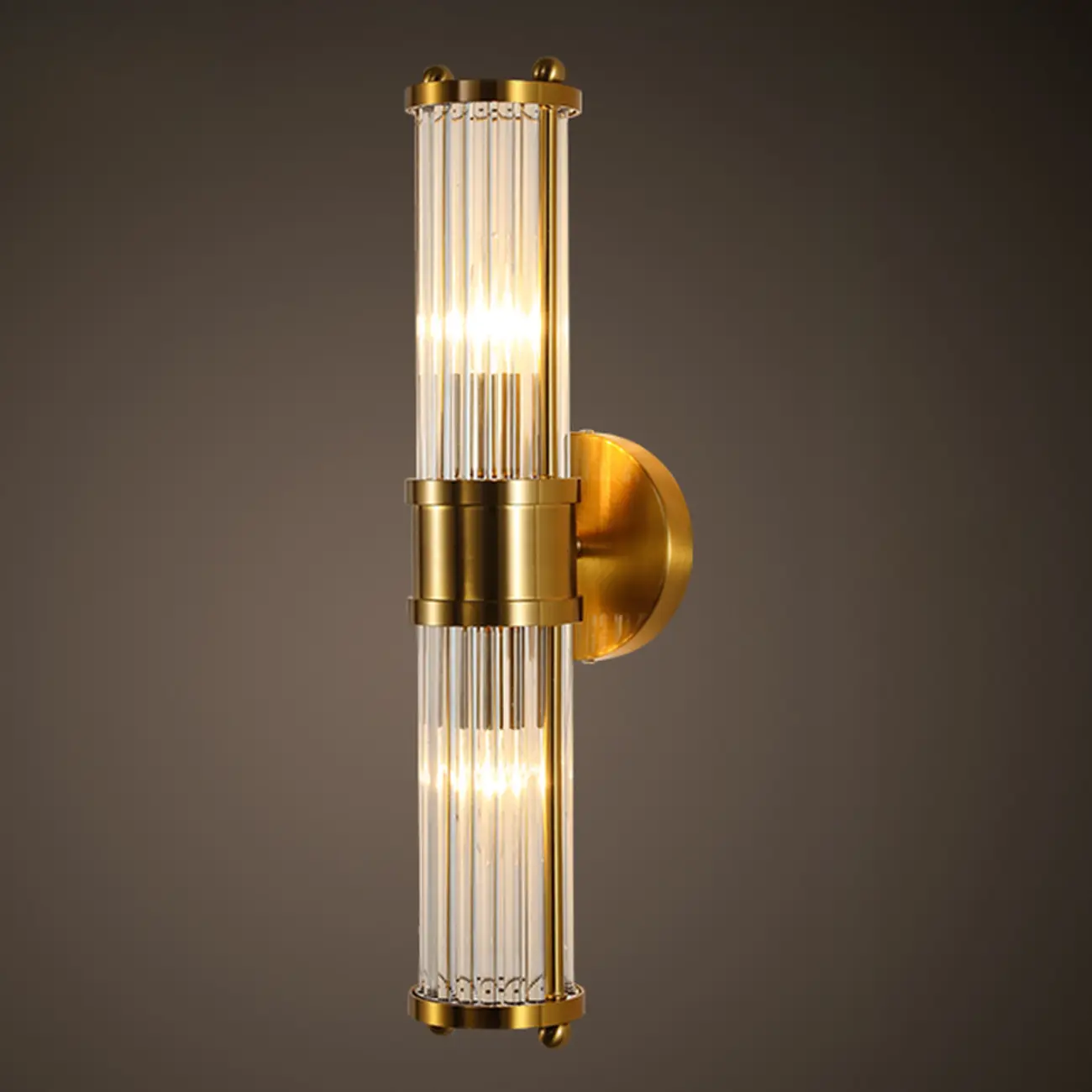 Cylinder Brass Wall Sconce with Glass Shade for Bedroom Decor | homeyfad
