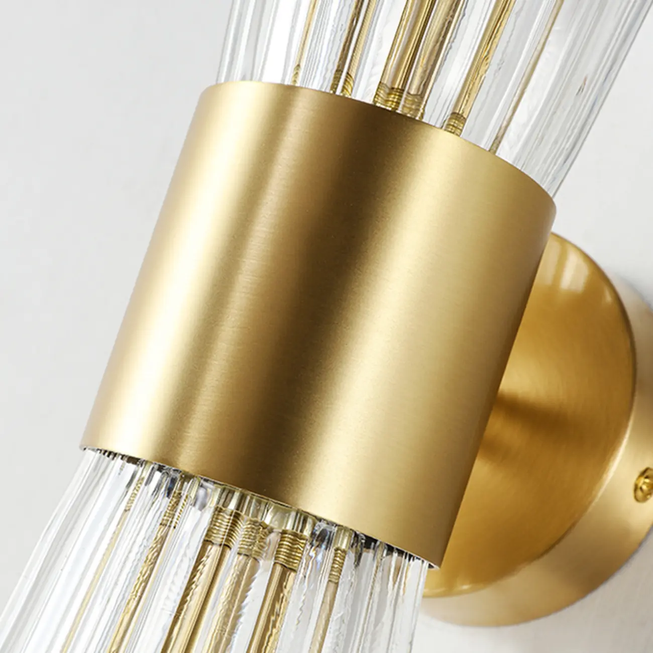 Cylinder Brass Wall Sconce with Glass Shade for Bedroom Decor | homeyfad