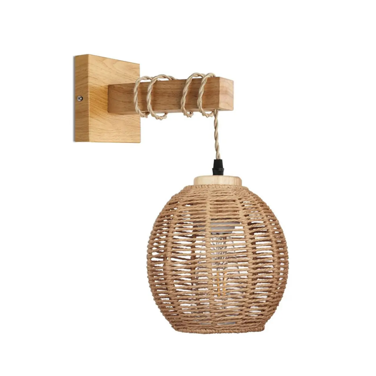 Oriental Rattan Wall Light with Wood Finish for Bedroom Image - 6 | homeyfad