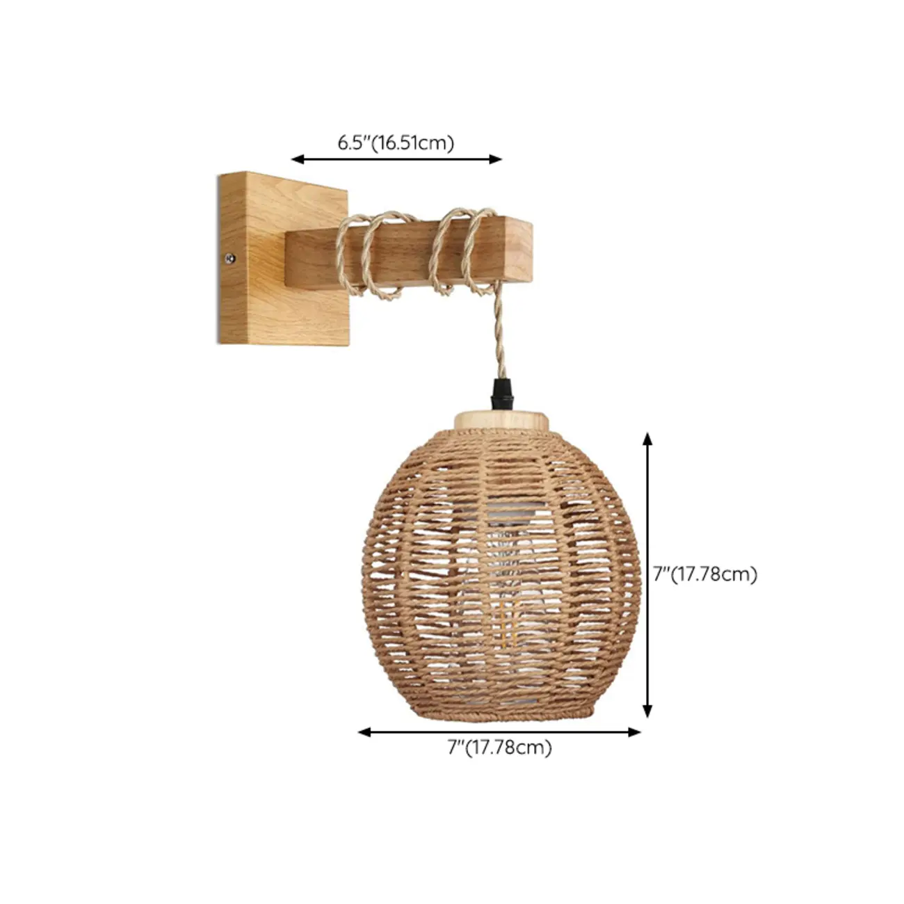 Oriental Rattan Wall Light with Wood Finish for Bedroom Image - 19 | homeyfad