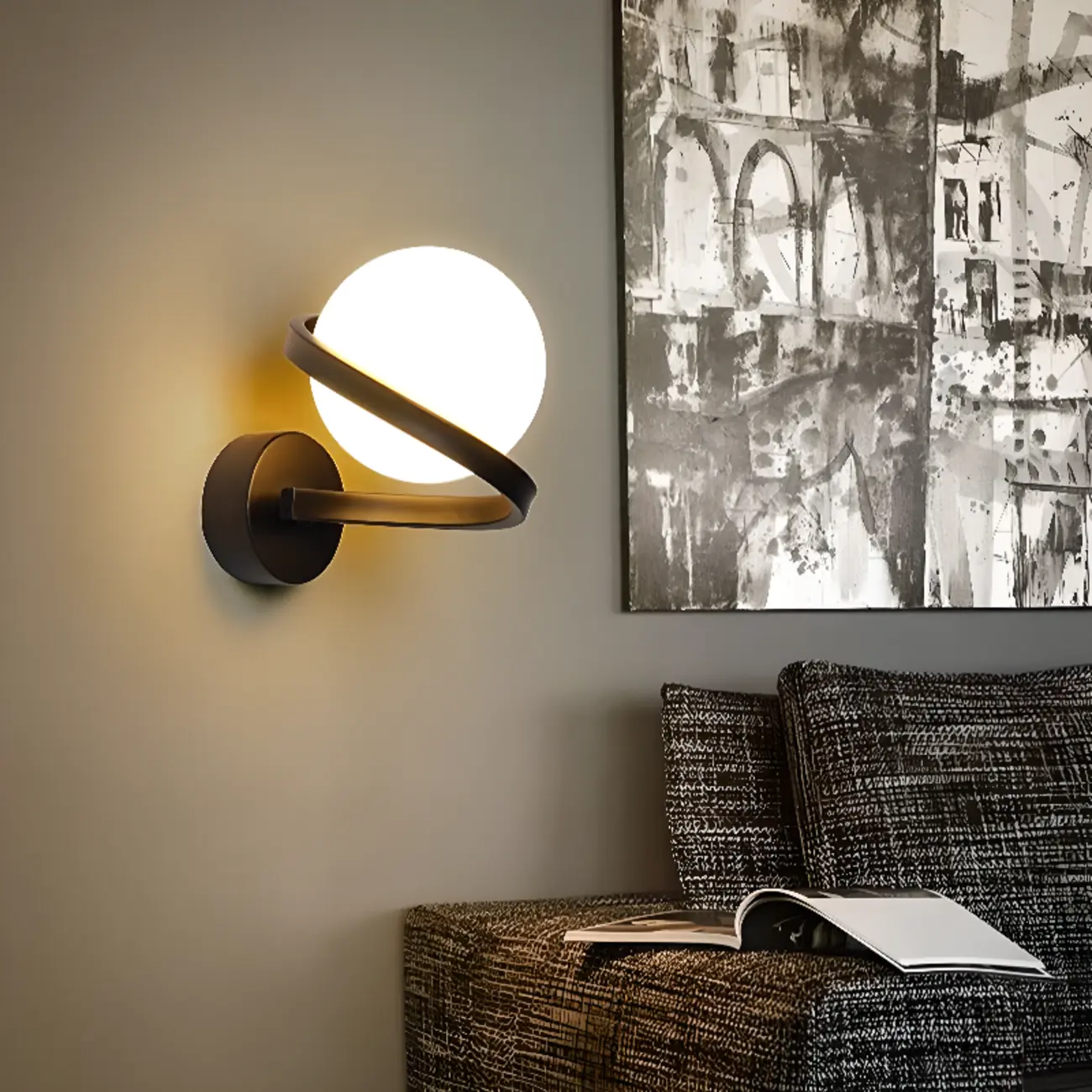 Modern Ball Wall Light, Polymer Shade, Home Decor Image - 2 | homeyfad