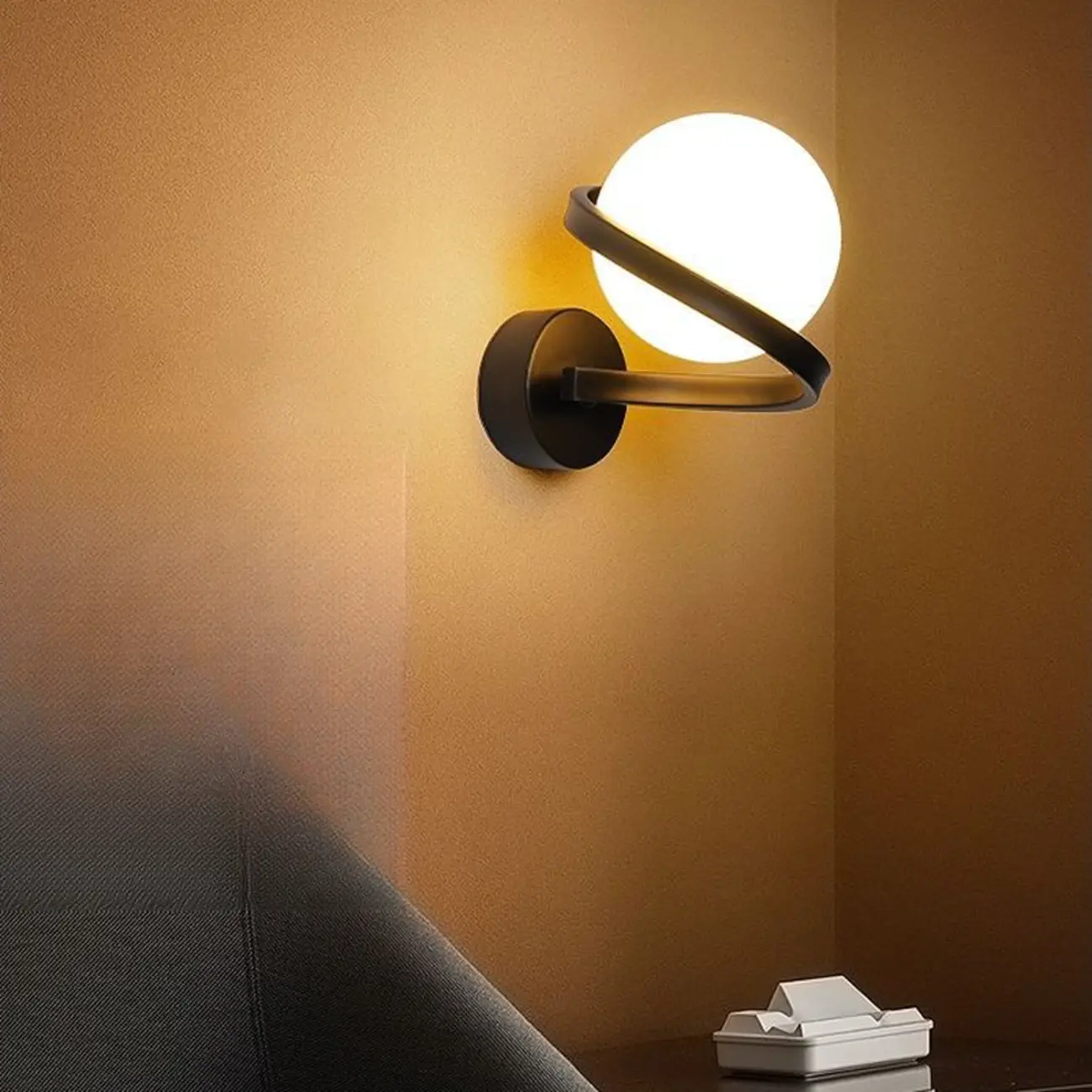 Modern Ball Wall Light, Polymer Shade, Home Decor Image - 4 | homeyfad