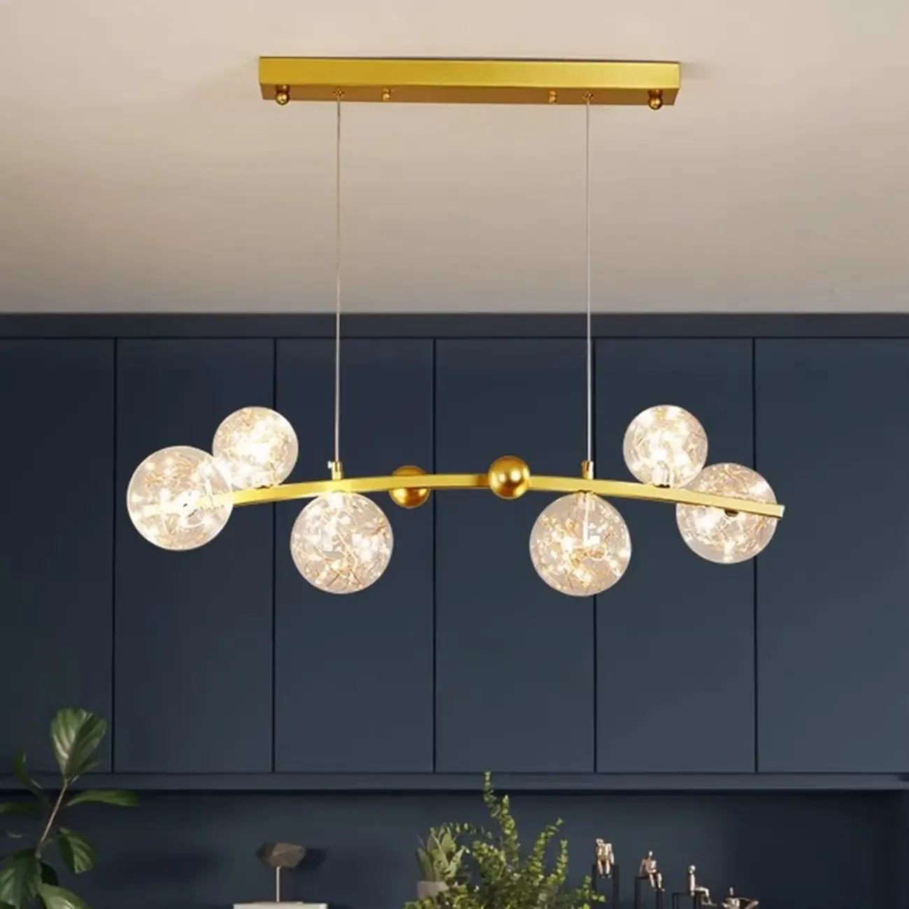 Kitchen Island Modern Glass Globe Pendant Light Image - 3