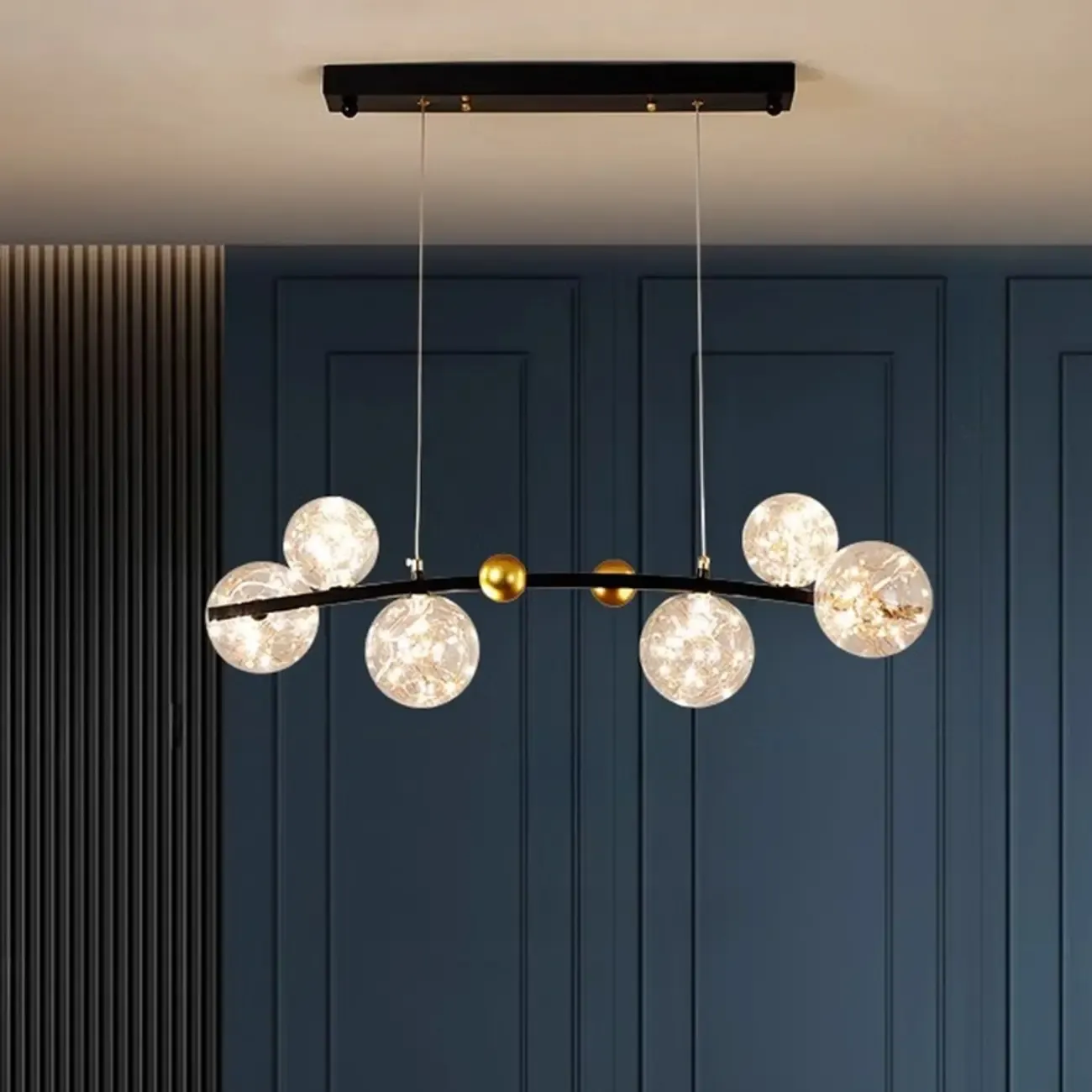 Kitchen Island Modern Glass Globe Pendant Light Image - 1