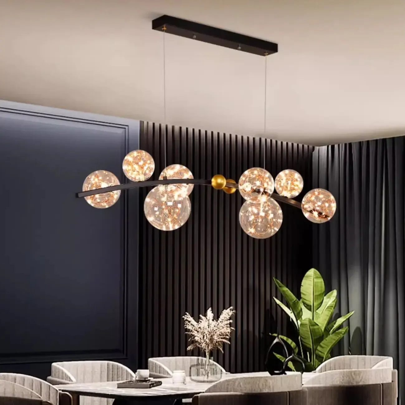 Kitchen Island Modern Glass Globe Pendant Light Image - 6