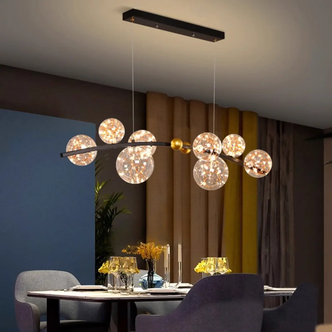 Kitchen Island Modern Glass Globe Pendant Light Image - 7 | homeyfad