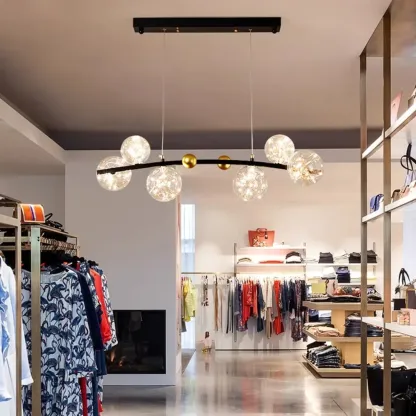 Kitchen Island Modern Glass Globe Pendant Light Image - 8