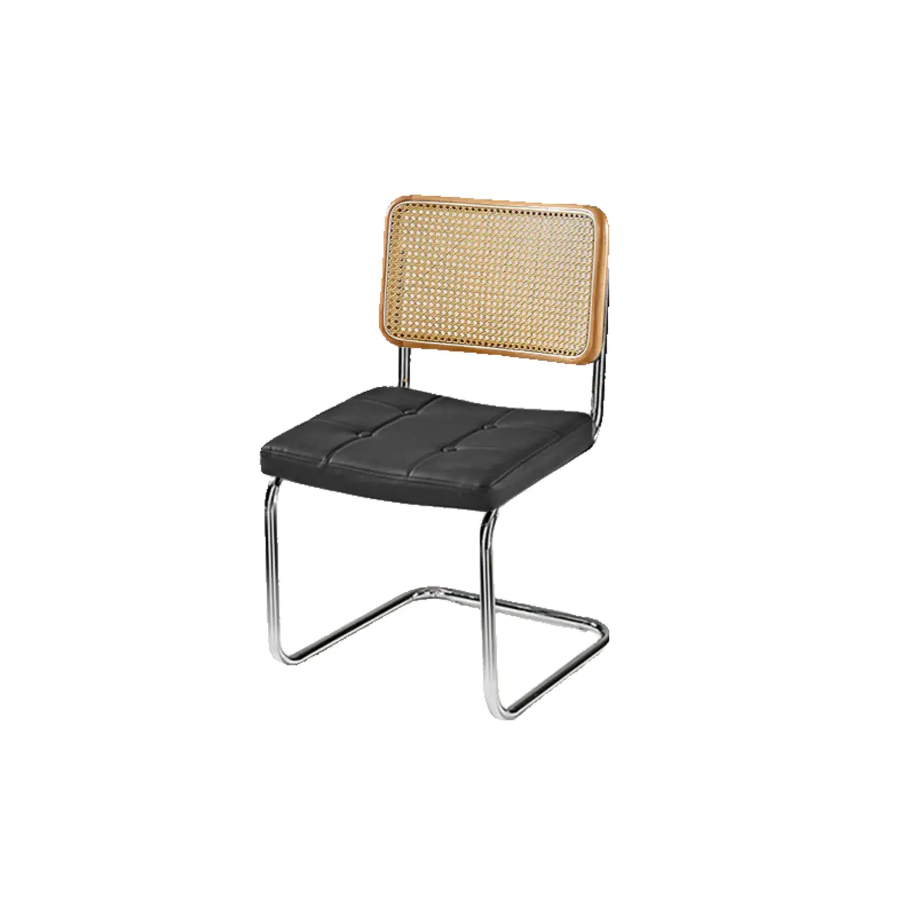 Modern Brown Cantilever Faux Leather Dining Chair Woven Back Image - 7 | homeyfad