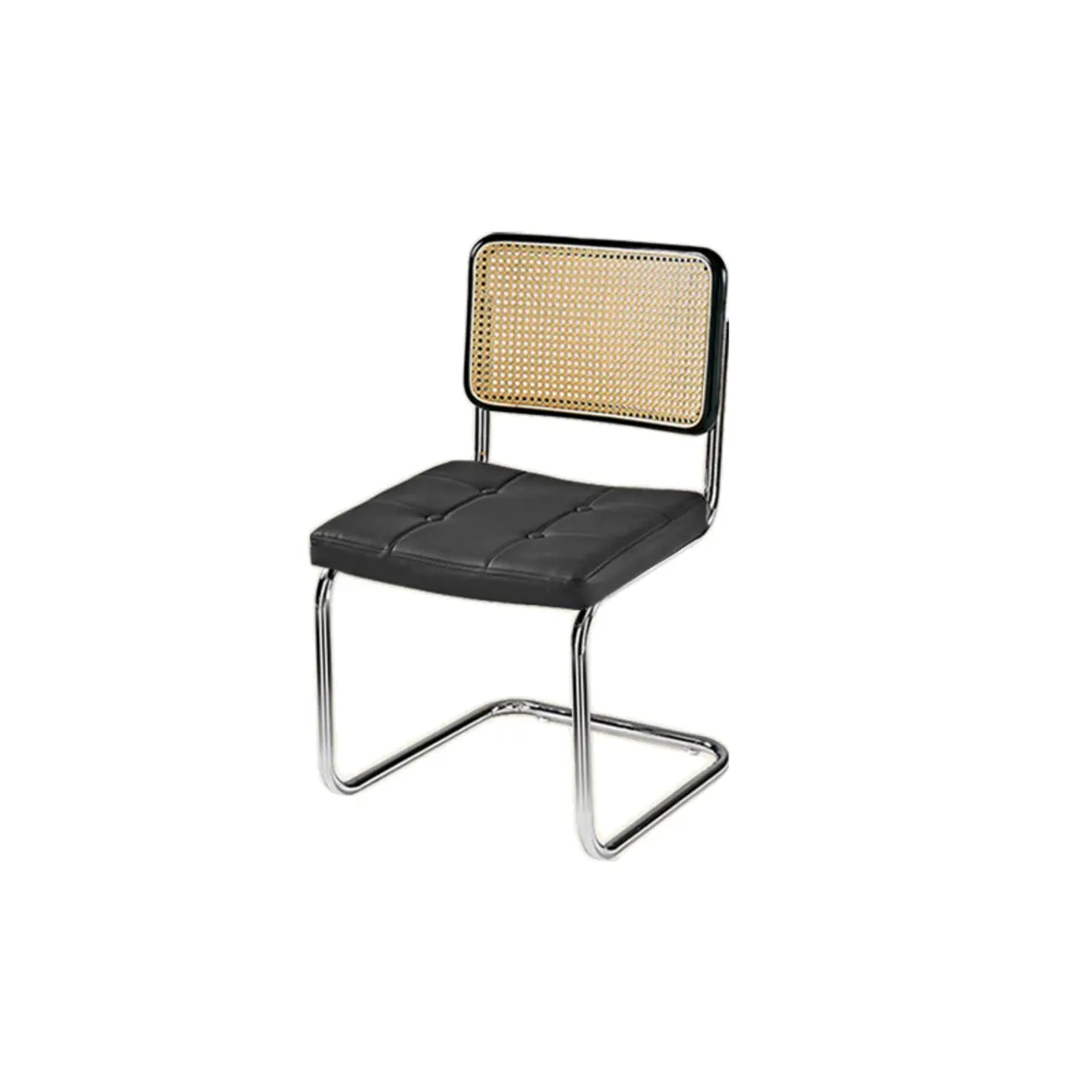 Modern Brown Cantilever Faux Leather Dining Chair Woven Back Image - 9 | homeyfad