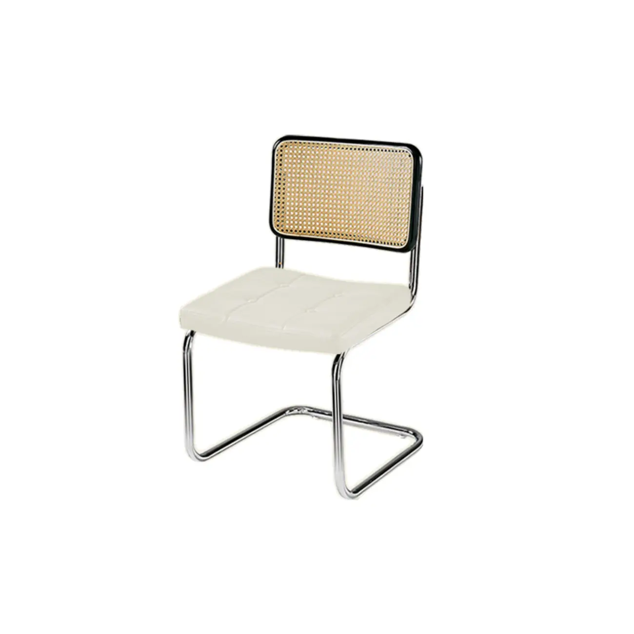 Modern Brown Cantilever Faux Leather Dining Chair Woven Back Image - 11 | homeyfad