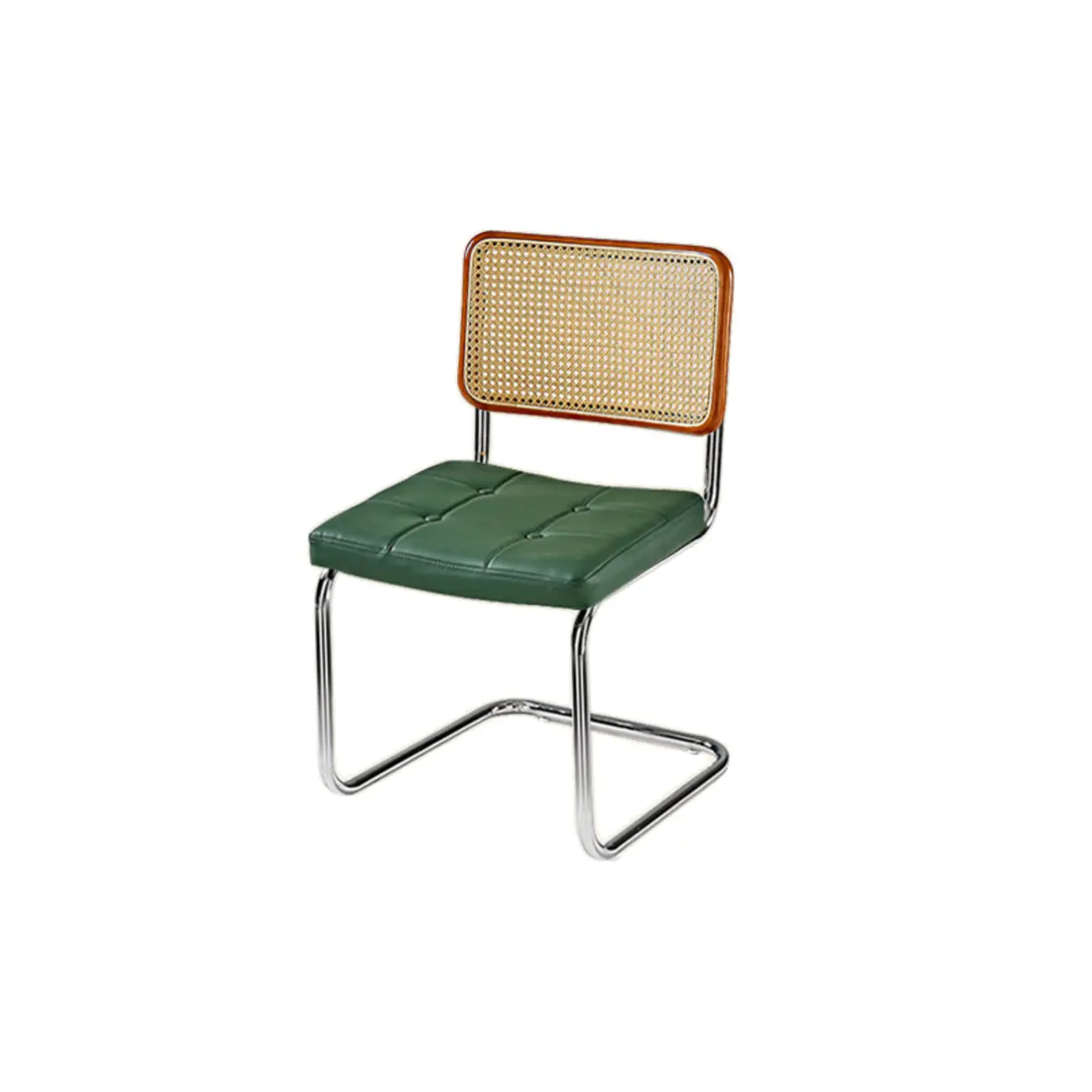 Modern Brown Cantilever Faux Leather Dining Chair Woven Back Image - 20 | homeyfad