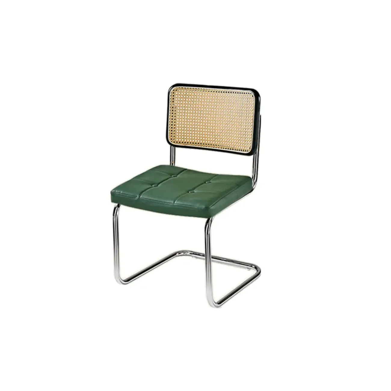 Modern Brown Cantilever Faux Leather Dining Chair Woven Back Image - 24