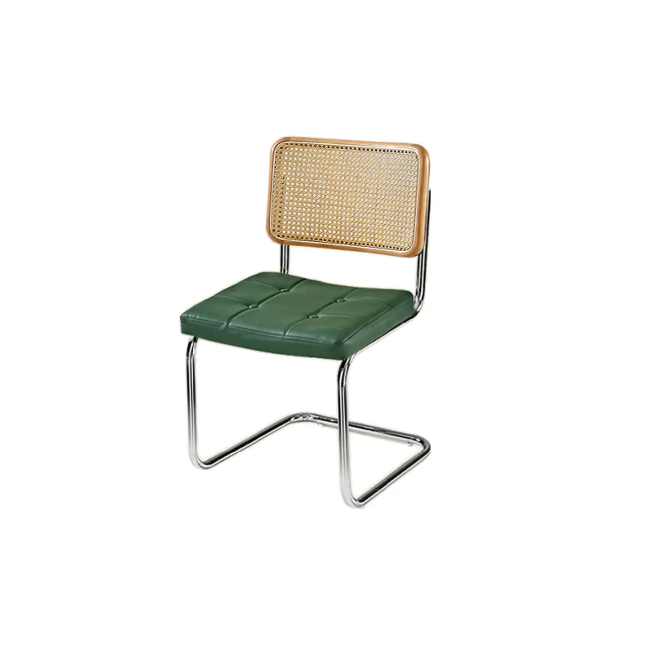 Modern Brown Cantilever Faux Leather Dining Chair Woven Back Image - 29 | homeyfad