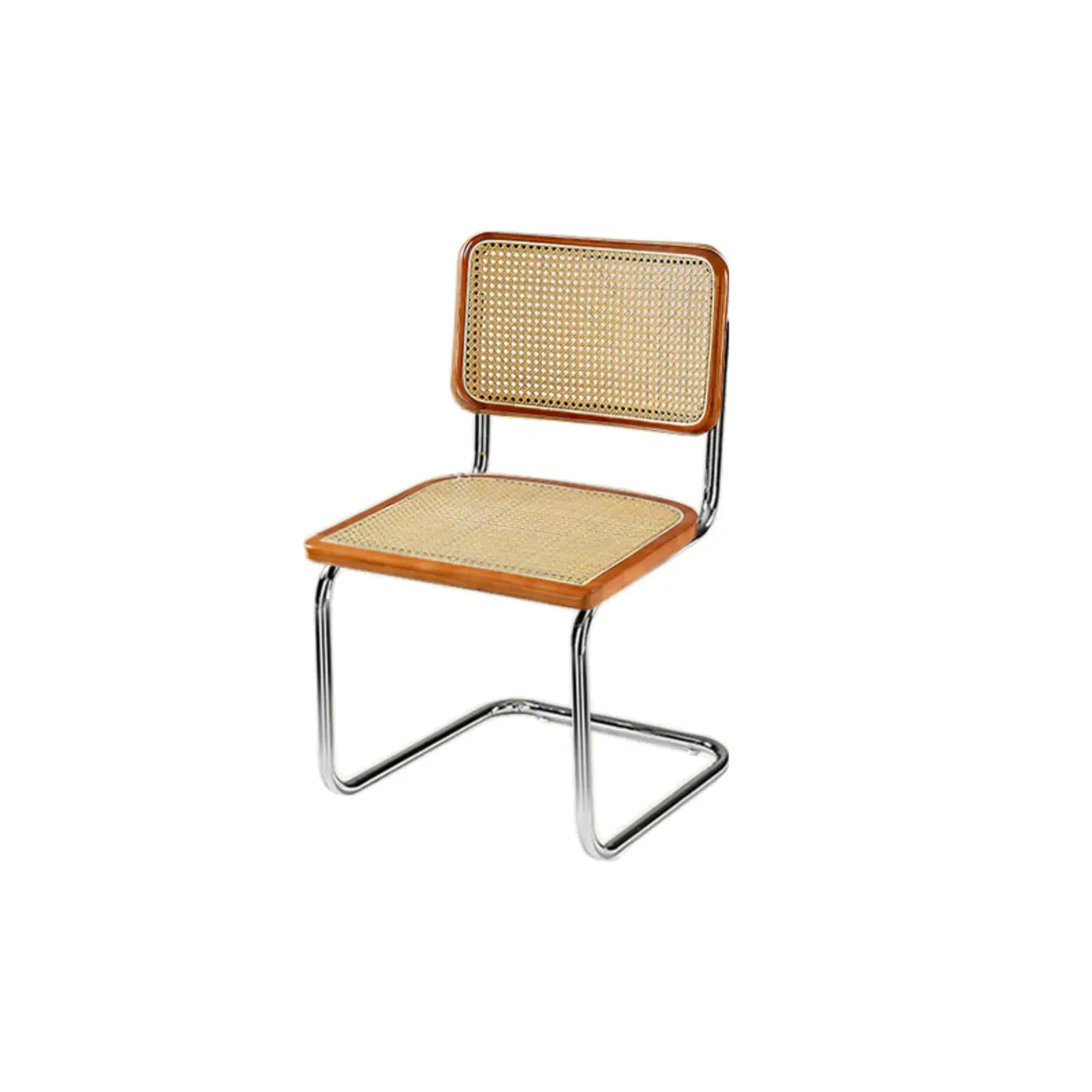 Modern Brown Cantilever Faux Leather Dining Chair Woven Back Image - 33 | homeyfad