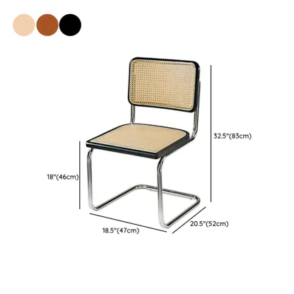 Modern Brown Cantilever Faux Leather Dining Chair Woven Back #size