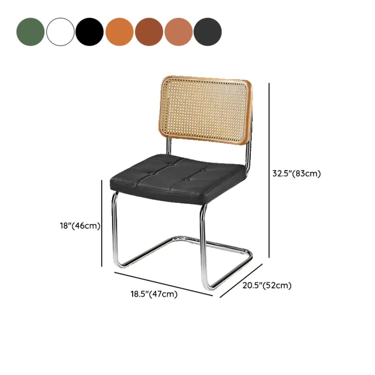 Modern Brown Cantilever Faux Leather Dining Chair Woven Back Image - 36