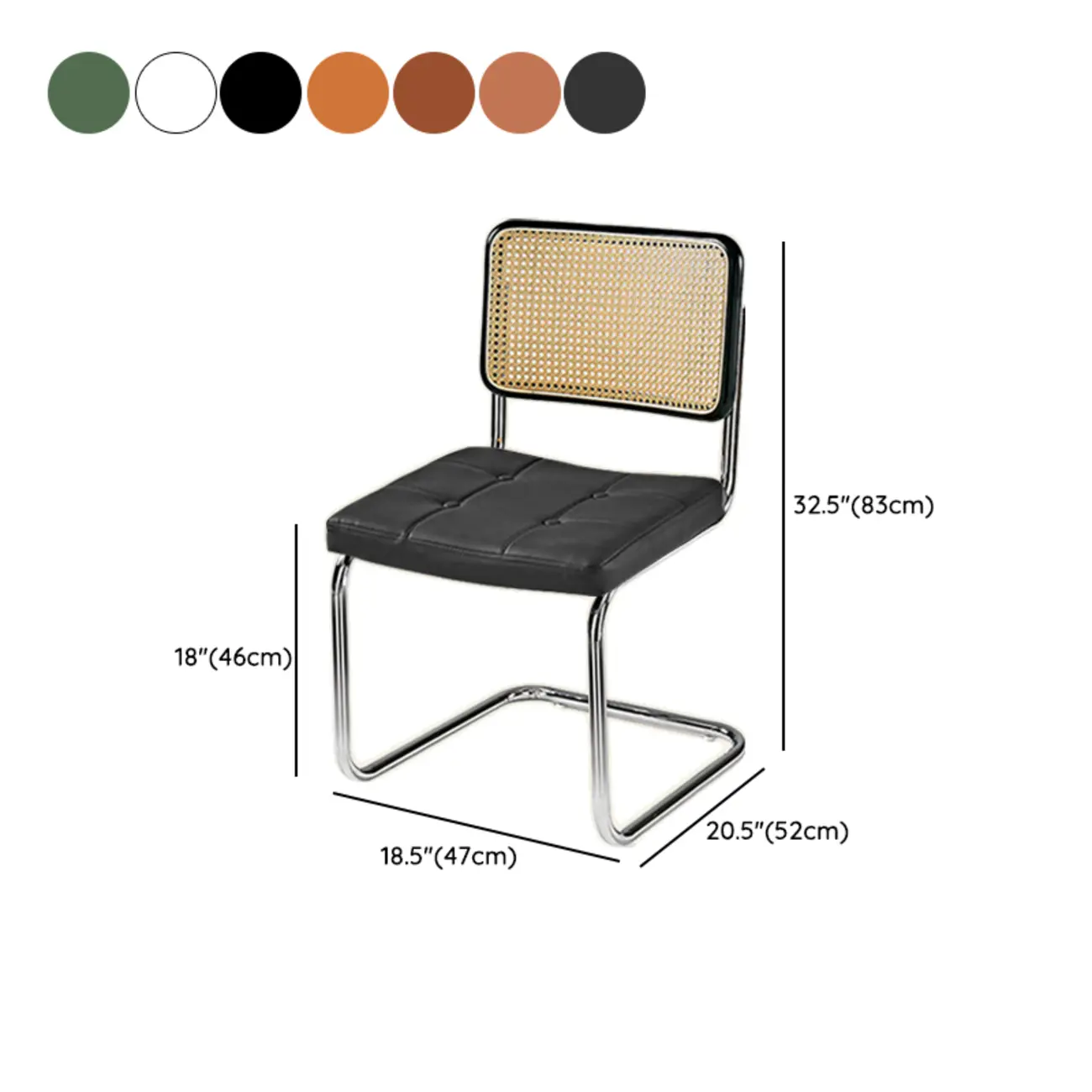 Modern Brown Cantilever Faux Leather Dining Chair Woven Back Image - 37 | homeyfad