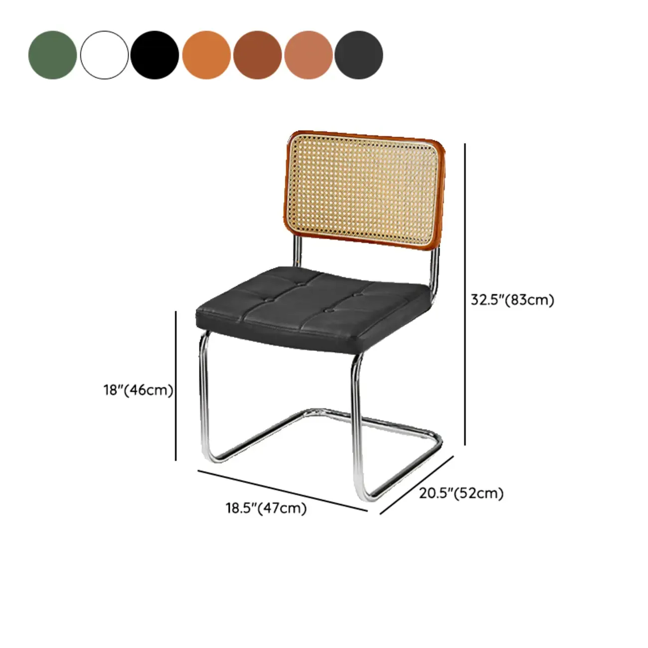 Modern Brown Cantilever Faux Leather Dining Chair Woven Back Image - 38