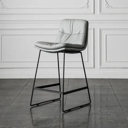 Modern Upholstered Low Back Metal Sled Bar Stools Image - 5
