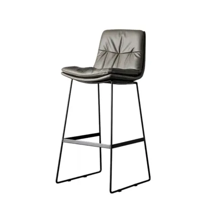 Modern Upholstered Low Back Metal Sled Bar Stools Image - 29